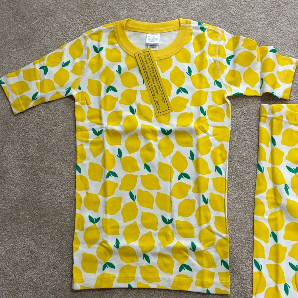 Hanna Andersson Lemon Print Short Sleeve Pajama Set, Size 14-16, 160cm - Picture 3 of 5